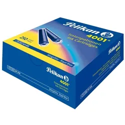 2x Pelikan, Ersatzpatronen + Tintenfass, Tintenpatronen Standard 4001 (Blau, 250 Stk.)