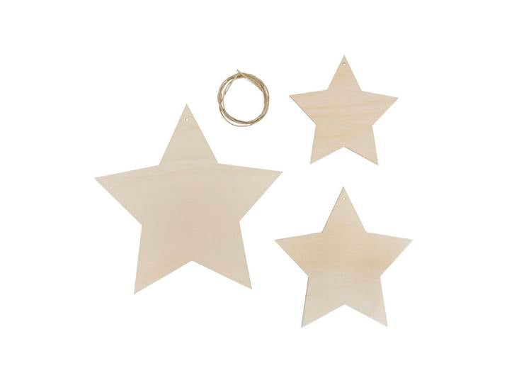 Rayher Holz Deko Stern Set 3-teilig natur