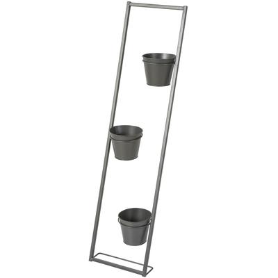 Pflanzentreppe CREATIV HOME "Leiterr für Pflanzen", grau, B:25cm H:100cm T:13cm, Metall, Pflanzgefäße, mit 3 Töpfen