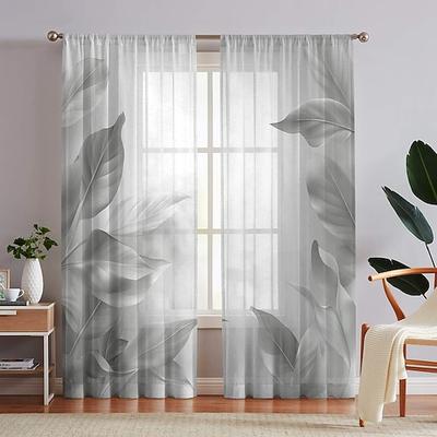 2-teiliges Set mit Pflanzenblumenmuster für transparente Fensterdekoration Bildschirmfenster können für den Schutz der Privatsphäre und die Dekoration von Schlafzimmern und Küchen verwendet werden