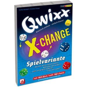 NSV Spielblock 130015572, Qwixx X-Change, 2 Stück, ab 8 Jahre, 8 x 12cm, je 80 Blatt