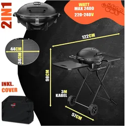 Kesser, Elektrogrill, elektrischer Elektrogrill 2in1 Tischgrill Standgrill Deckel (2.40 kW)