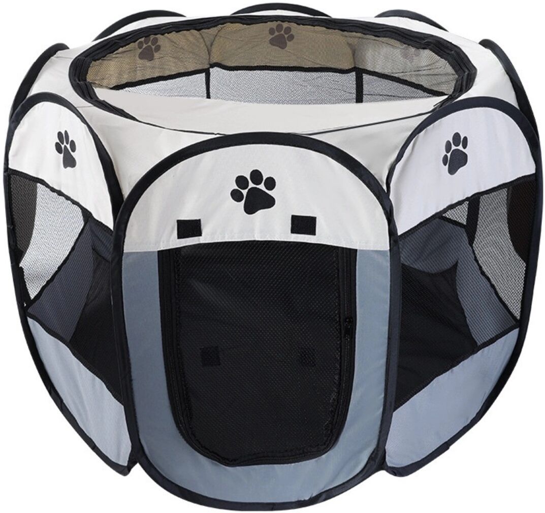INF Faltbares Wurfzelt für Haustiere – Oxford-Gewebe, Indoor/Outdoor Wurfbox und tragbares Hundezelt L Grau