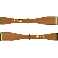 Whoop LeatherLuxe Band (Echtleder, Edelstahl), Uhrenarmband, Gold, Braun