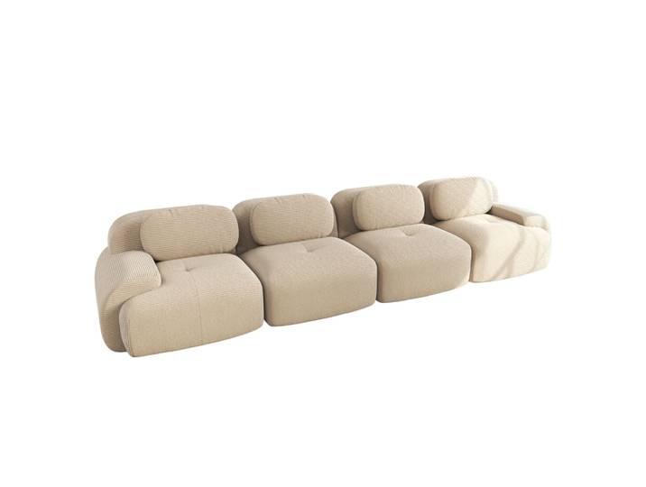 Canapé d'angle modulaire en velours côtelé beige