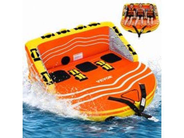 VEVOR Bouée Tractée Gonflable pour Tubing, Bouée de Jeux Aquatiques en Forme de Canapé pour 1-3 Personnes, Capacité de Charge de 231 kg, avec Housse Entièrement en Nylon et Poignées de Maintien