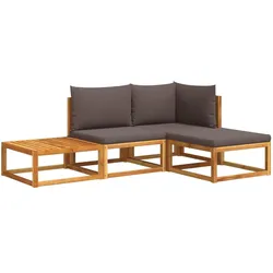 vidaXL 4-tlg. Garten-Sofagarnitur mit Kissen Massivholz Akazie