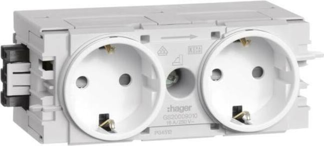 Hager stopcontact 2-voudig met Wago type GS20009016 C-profiel verkeerswit