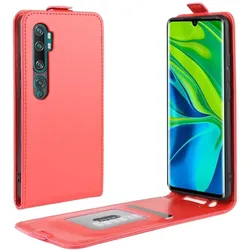 Flip Case Handyhülle für Xiaomi Mi Note 10 Vertikal Schutzhülle Tasche Cover Rot Bumper Smartphone Kartensteckplatz-Kreditkarte-Geldscheine EC-Karte Bank-Karte