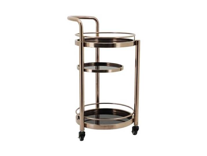 WANGHAI-666 Rollwagen 3-stöckiger runder Kaffee-Barwagen aus Metall, Mini-Rollwagen, abgestuftes Tablett for Kaffee-Bar-Tisch-Organizer, Heimküchenregal, 16,5 x, 32,6 Zoll(Gold)