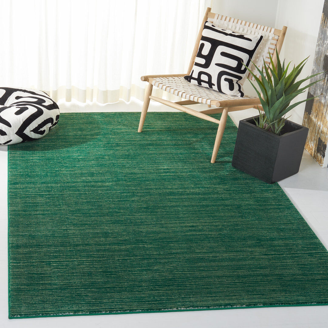17 Stories Vision Striped Area Rug In Dark Green Dark Green Rectangle 155 x 229 cm