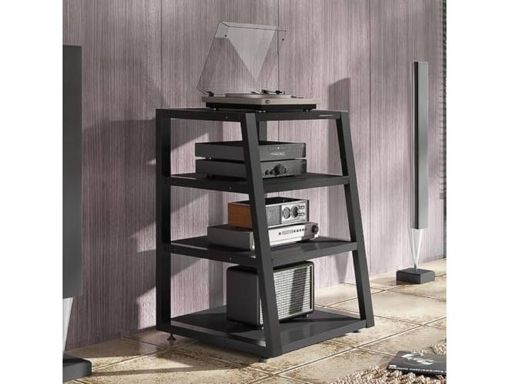 2/3/4 Ebenen AV-Schrank, Verstärkerrack, Audio-Ständer aus Stahl und Holz Offene Ablage, Audio-Geräterack, Stereo-Komponenten, CD-Player, AV-Geräte, Heimkino, Wohnzimmer