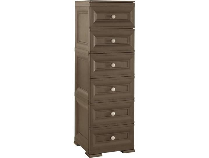 Commode - Tontarelli - 8086061909 - 6 tiroirs - Chocolat - 40x47x125 cm