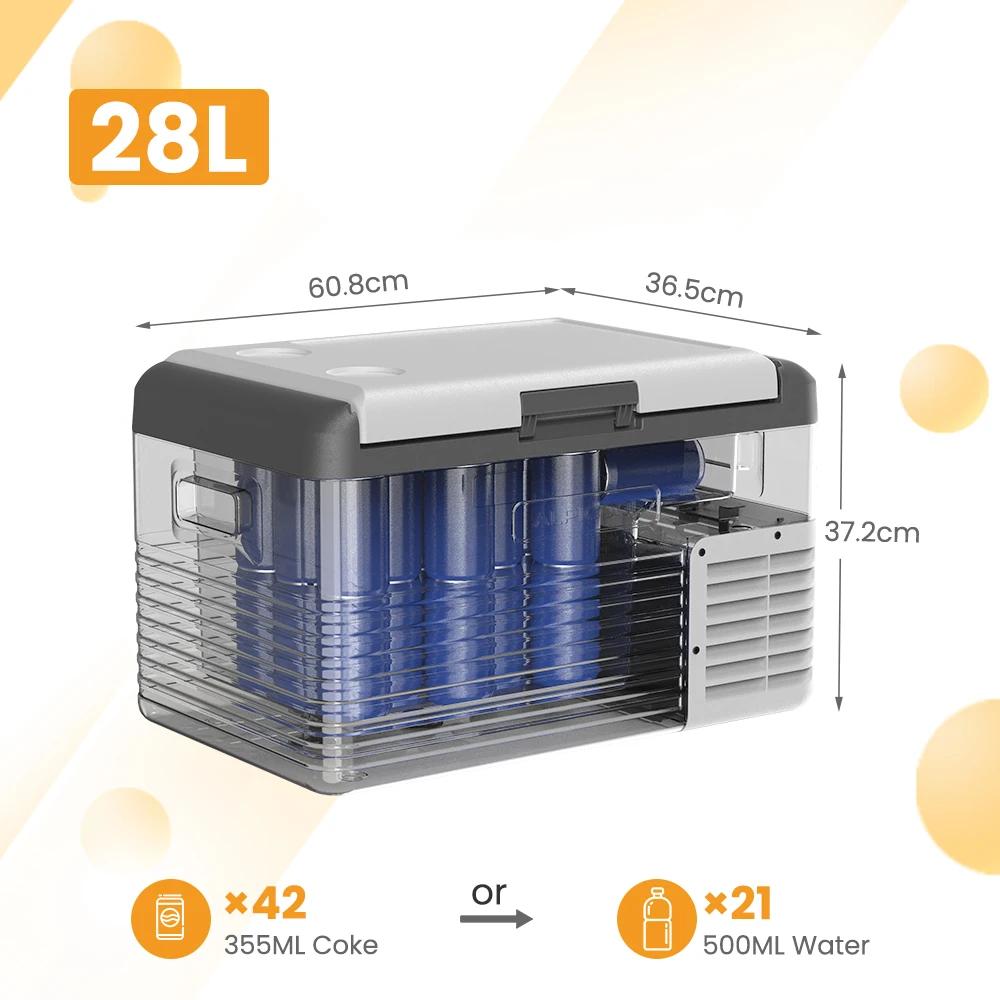 Portable Kühlbox 28L - 12V Kompressor Kühlschrank Gefrierbox - 12/24V DC - 100-240V AC - für Camping und Auto