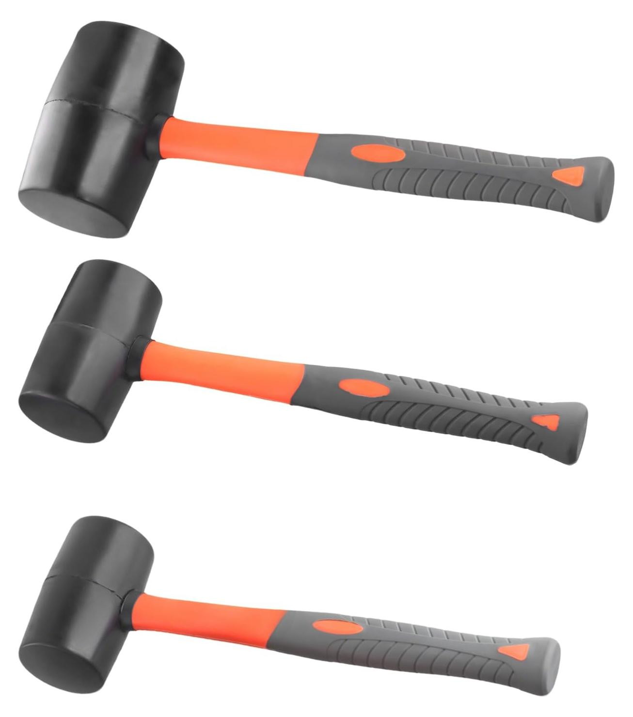Set van 3 rubberhamers met zacht handvat (16 oz, 24 oz en 32 oz)