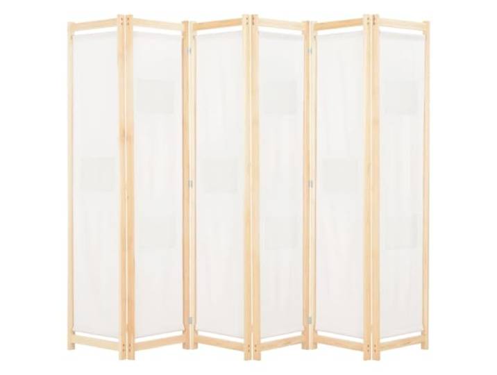 Trennwand, 6 Teile, cremefarben, 240 x 170 x 4 cm, Stoff, faltbar Holzrahmen, Stoffschirme, freistehend, faltbar, Innendekoration, Raumteiler
