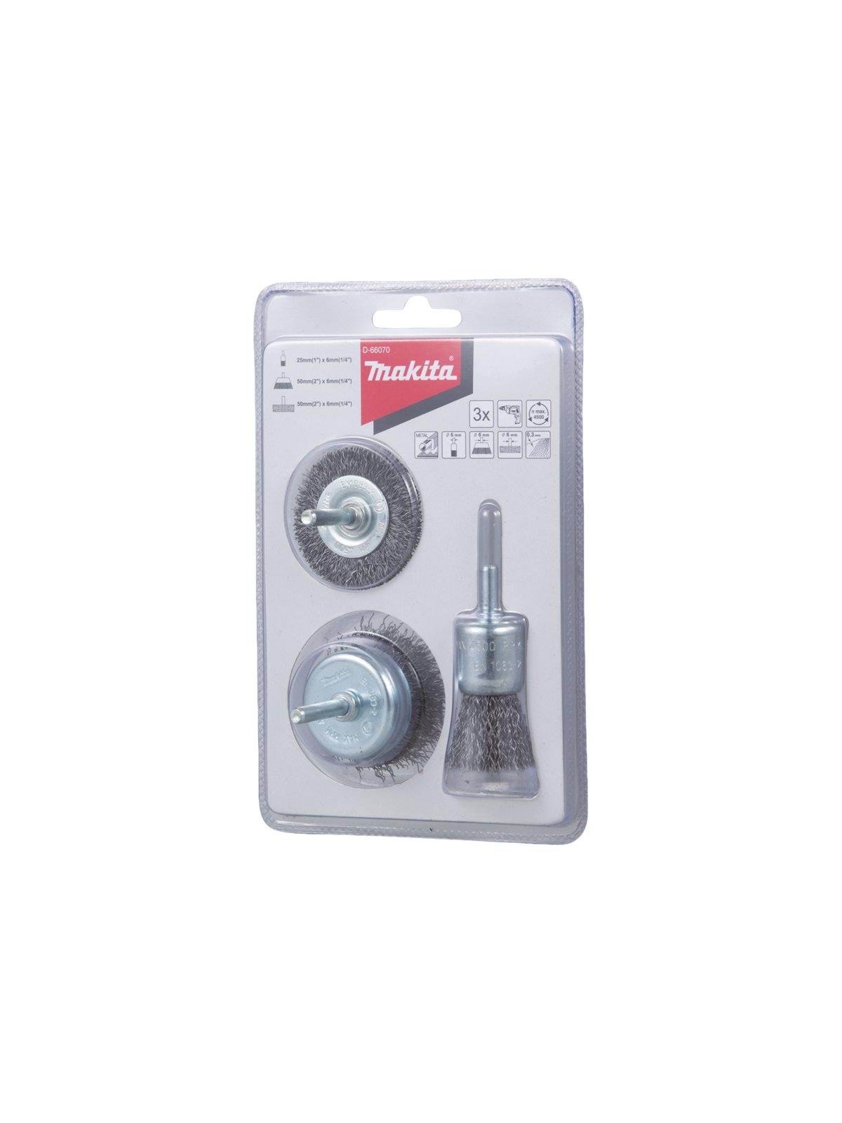 Makita Wire Brush Set - for steel paint rust coating - 3 pieces