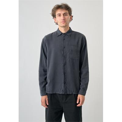 Langarmhemd CLEPTOMANICX "Easy", Herren, Gr. M, EURO-Größen, dunkelgrau, 100% Lyocell, unifarben, normal, Hemden, mit praktischer Fronttasche