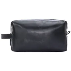 Buckle & Seam Leder Waschbeutel Everest - BLACK/Blue Koffer24