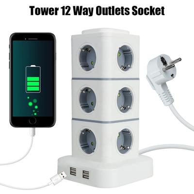 PowerTower 12 Outlet Power Strip Tower With USB Charging Ports & Overload Protection PowerTower 12 Outlet Power Strip Tower With USB Charging Ports & Overload Protection