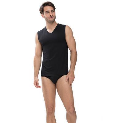 Tanktop MEY "Dry Cotton", Herren, Gr. 6L, schwarz, Single Jersey, Obermaterial: 57% Baumwolle, 38% Polyester, 5% Elasthan, unifarben, körpernah hüftbedeckend, V-Ausschnitt, Tops Tanktop, mit V-Ausschnitt, breite Träger, Single Jersey-Qualität