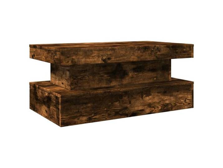 {January Sale}Table basse - Table à café industrielle Table de salon - avec lumières LED chêne fumé 90x50x40cm 8_4593693