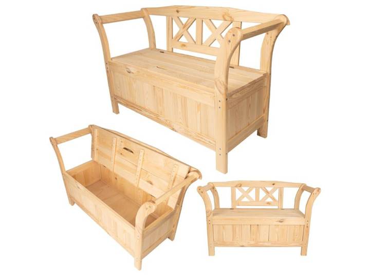 KADAX Banc de jardin avec coffre Lena brut