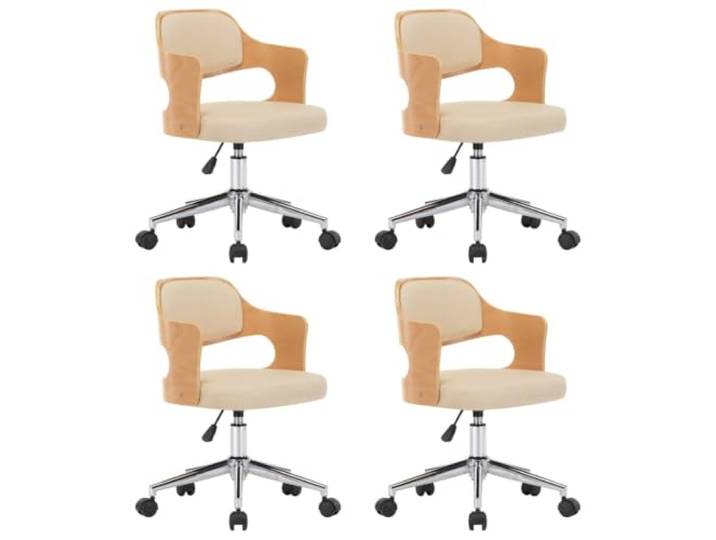 Coespram 4er Set Esszimmerstühle Höhenverstellbar Drehstuhl Creme Ergonomische Polsterstühle mit Rollen und Gasfederung für flexibles Arbeiten und Sitzen im Büro, Wohnzimmer oder Essbereich.