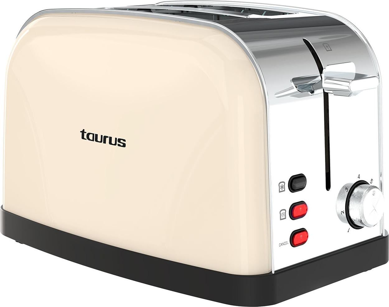 Taurus VINTAGE II broodrooster, 2 sneetjes, Crème, Roestvrij staal, 950 W