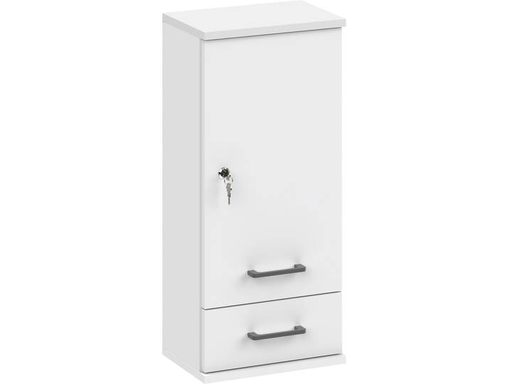 Medizinschrank SCHILDMEYER Galeno, mit 3 verschiedenen Aufklebern, Breite 30 cm, Made in Germany , weiß (mattweiß), B:30,3cm H:70,8cm T:30,3cm, Holzwerkstoff, Schränke, Medizinschrank, Auswahl aus 3 verschiedenen Aufklebern zum Anbringen, Made in Germany