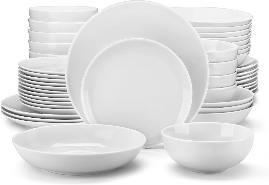 MALACASA 48-Piece White Porcelain China Dinnerware Set, Service For 12 White 48