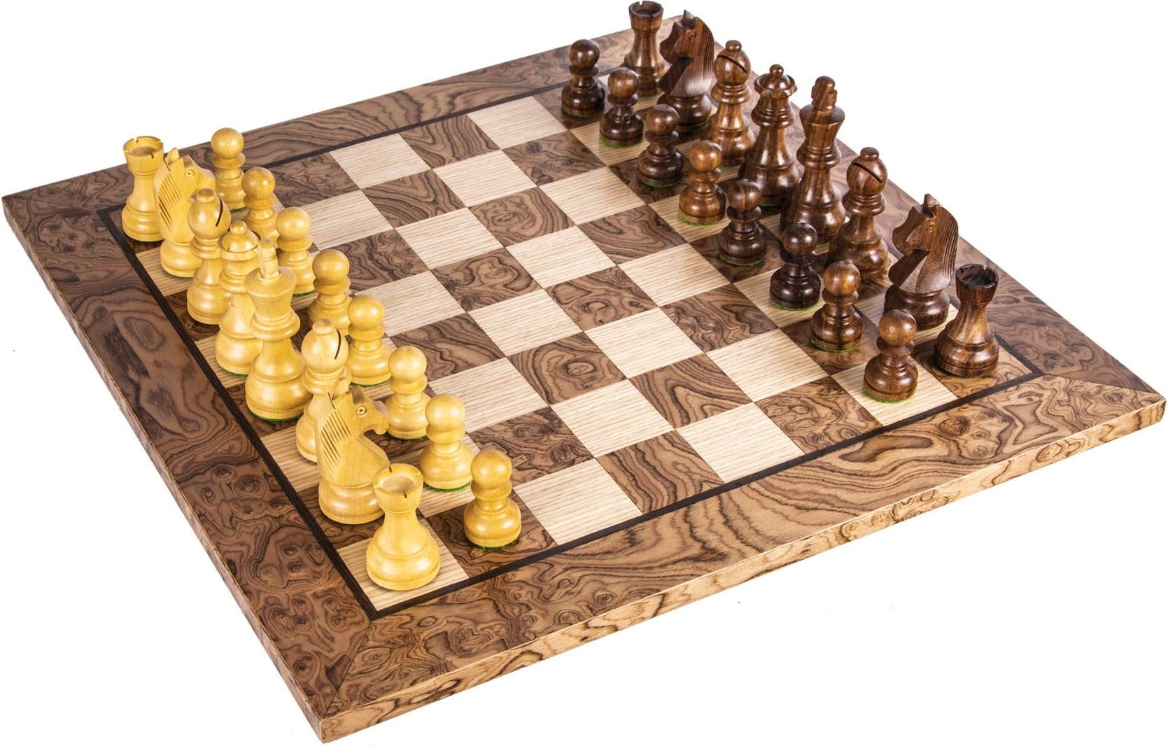 Dekoratives Schachset mit Staunton-Figuren und Walnussbrett 40x40 cm