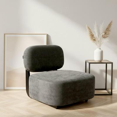 Loungesessel HOME AFFAIRE "LIORAN Designsessel mit filigranem Holzgestell, Feinstruktur-Bezug", grau (anthrazit), B:73cm H:72cm T:85cm, rubber wood leg, pine wood frame, plywood seat and back, foam, fabric, Sessel, Designklassiker, modern und zeitlos