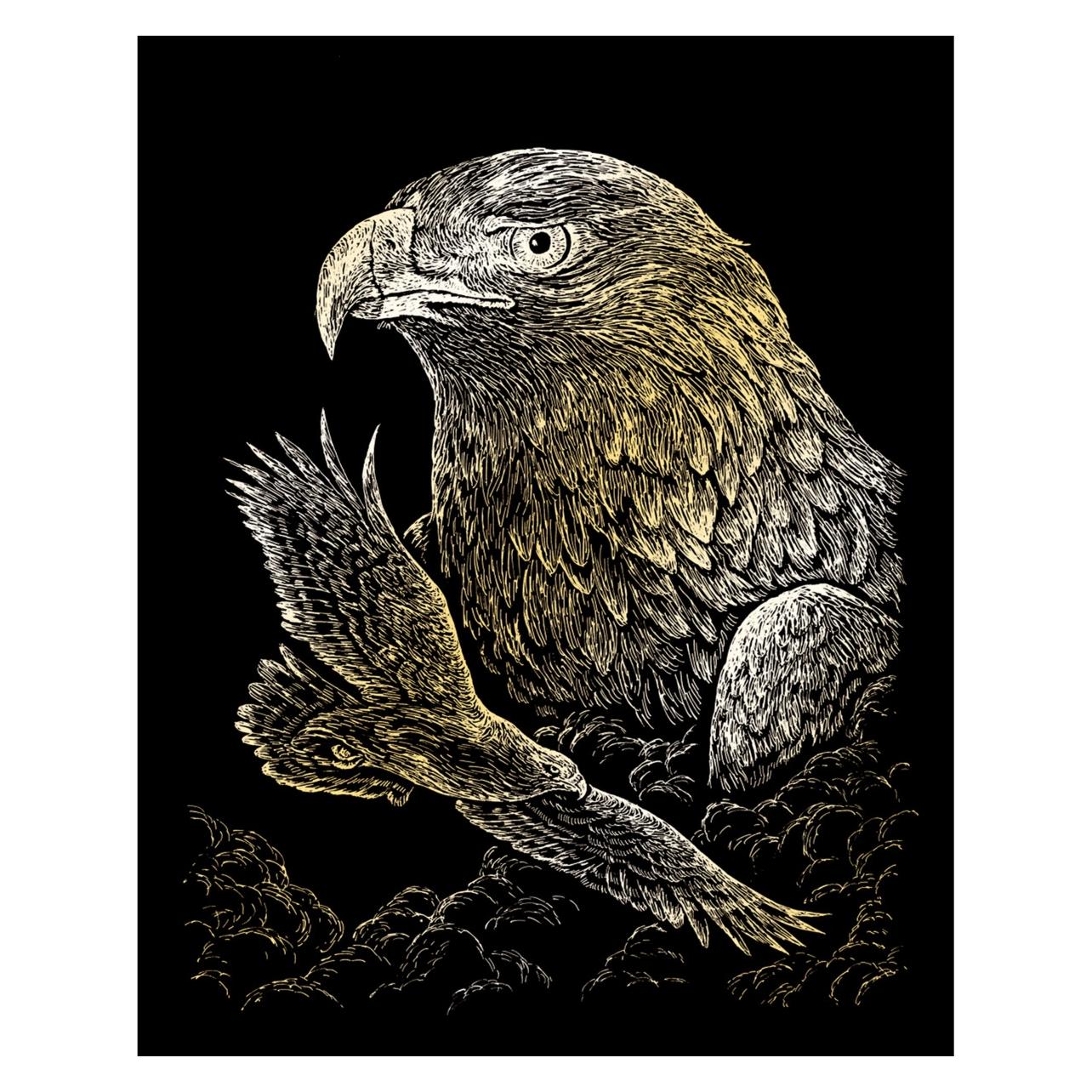 Magni Royal & Langnickel - Kratzbild Adler, Gold, Kratzbilder für Kinder und Erwachsene, mit Kratzstift un (32835135)