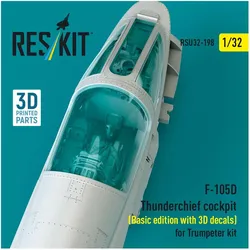 ResKit F-105D Thunderchief cockpit (Basic edition with 3D decals) for Trumpeter kit (3D Printed)