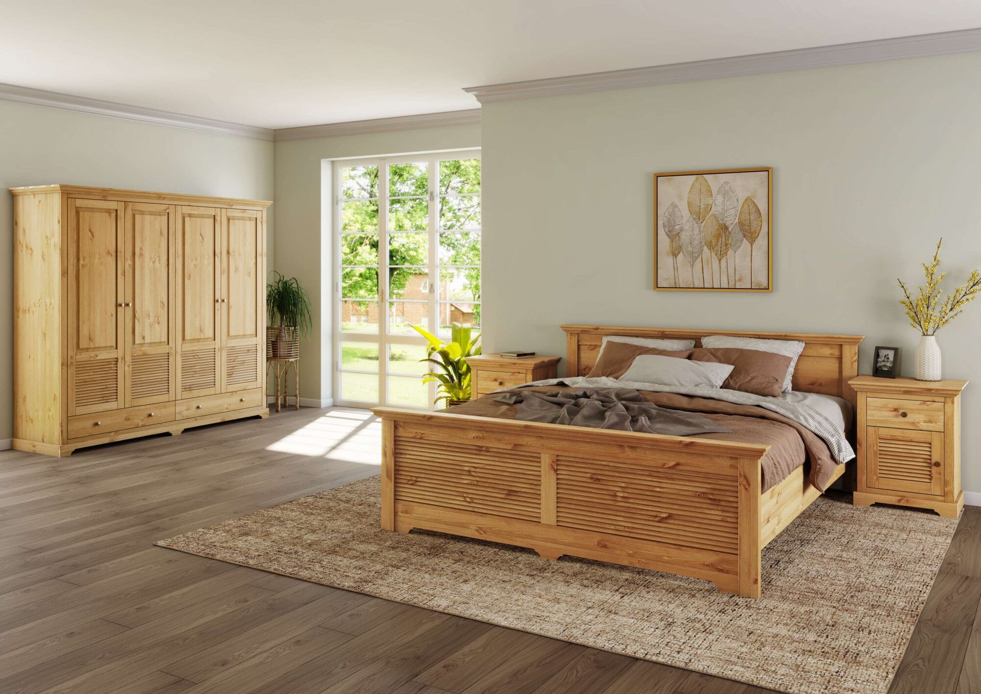 Nachtkommode GOODPRODUCT "Rauna, Landhausstil, edles Design mit Lamellen und Kassetten, 2 Farben", beige (natur), B:56cm H:69cm T:39cm, Massivholz, Sideboards, Nachtkommode, FSC zertifiziertes Kieferholz, massive Qualität mit viel Stauraum natur B/H/T: 56