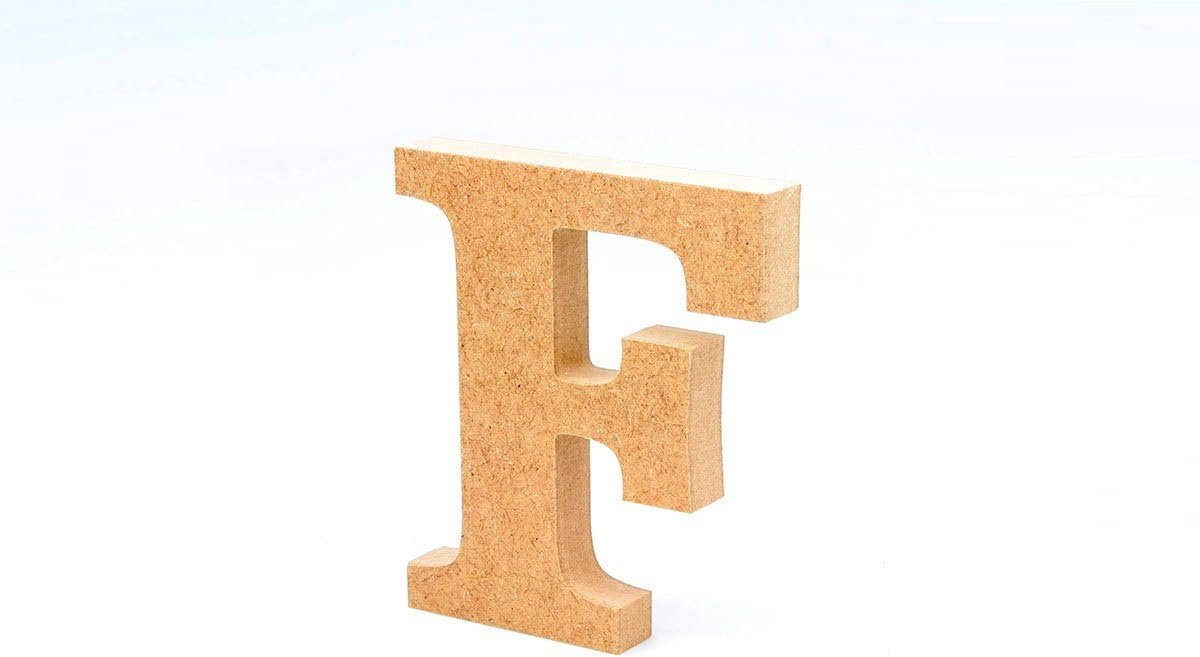 Houten Letter F MDF Decoratie voor diverse knutselprojecten, Hoogte: 20 cm