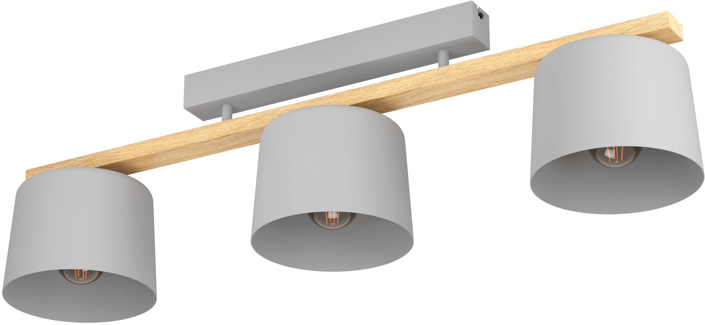EGLO Deckenleuchte "MARIEL Deckenlampe, Stahl und Holz, E27, IP20, Wohnzimmerlampe, Lampe", grau (grau, braun), H: 25,5cm, 1 Stk., Leuchten, Wand-/Deckenleuchte, L91 x B19 x H25,5 cm, hellgrau, braun, Deckenleuchte