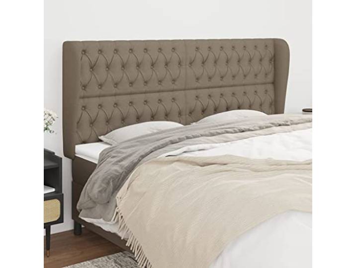 RJPLMFV Kopfteil mit Ohren, Taupe, 203 x 23 x 118/128 cm Höhenverstellbar, atmungsaktives Gewebe, stabile Holzfüße, Rückenstütze zum Lesen