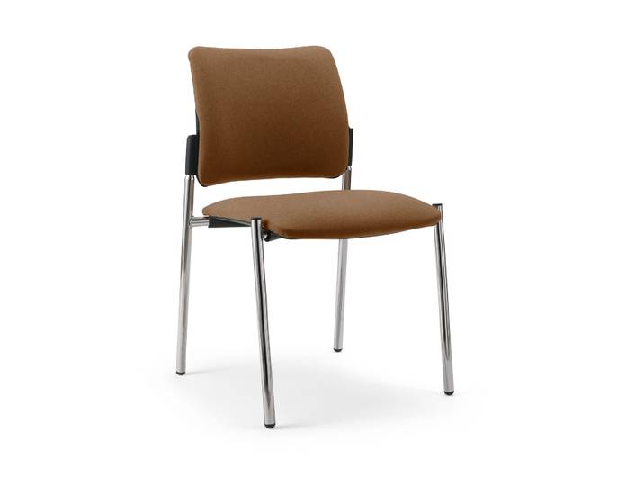 4-Fuss Stuhl Milani Maia Braun/Verchromt ohne Armlehnen, Neu – Perfekt für Büro und Empfang