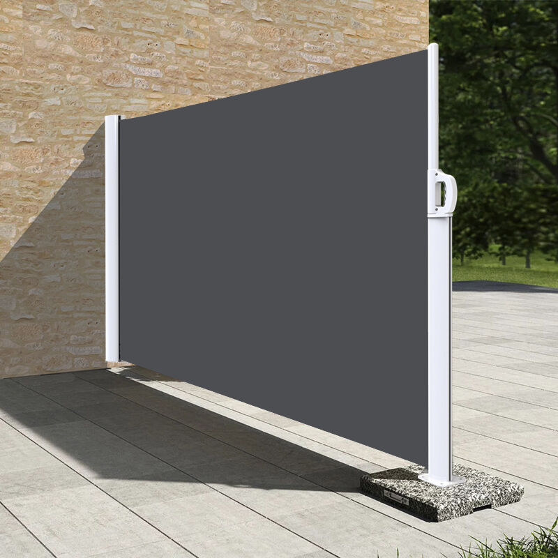 SUNNY INCH ® Stores latéral paravent extérieur brise vue pour terrasse - Armature blanc - Gris anthracite