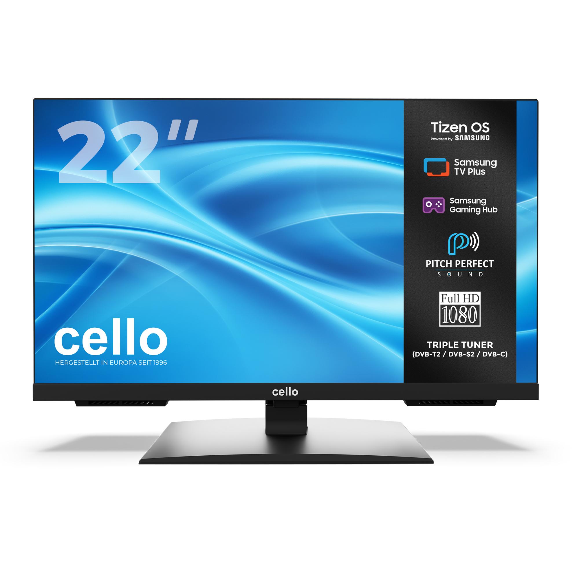 Cello 22" Tizen OS by Samsung LED Smart TV mit Triple Tuner, Pitch Perfect Sound, Bluetooth, WLAN mit Tizen App Store