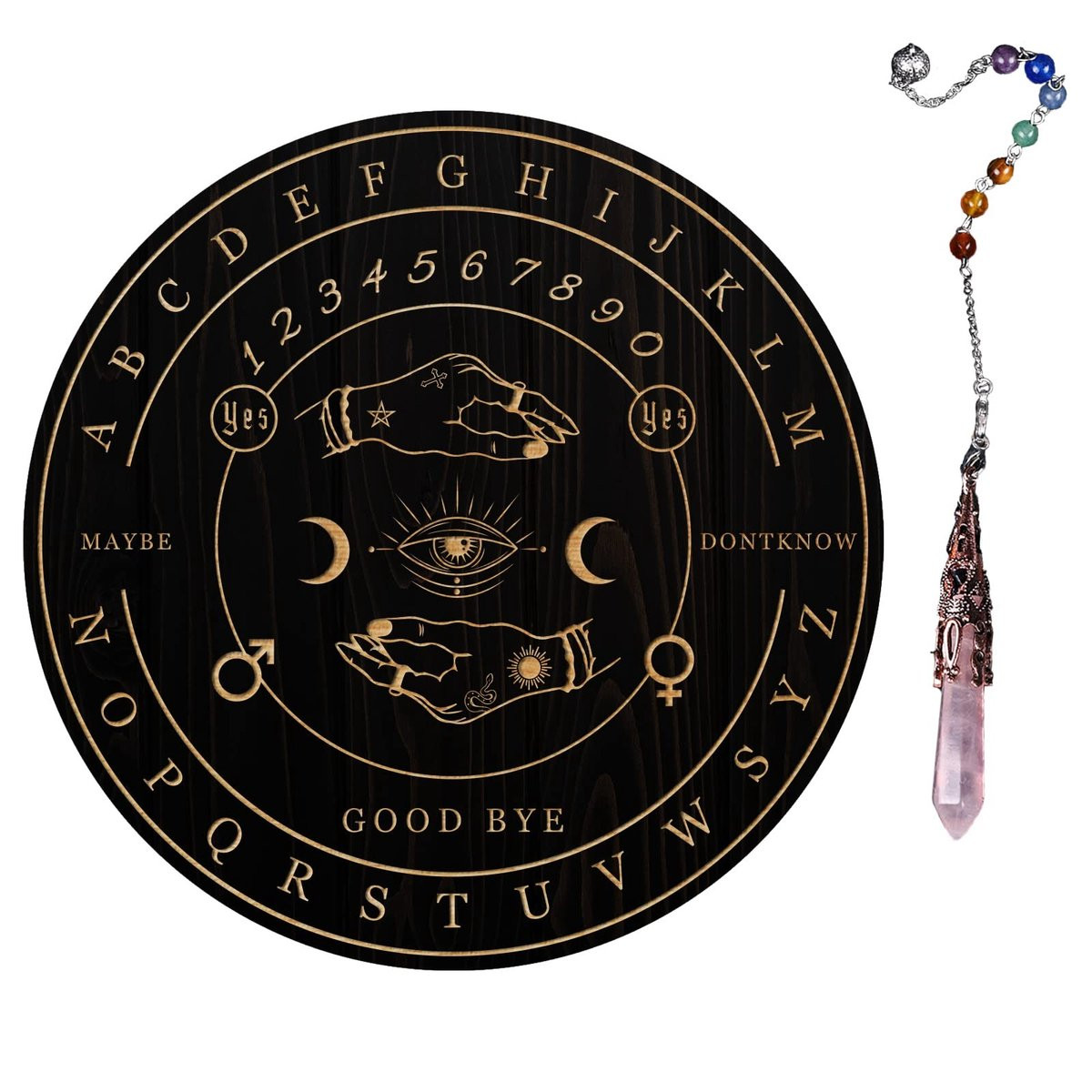 VT Goods Houten Rechthoekige Magic Hand Eye Slinger Board met Rozenkwarts Crystal voor Spiritueel Inzicht en Waarzeggerij