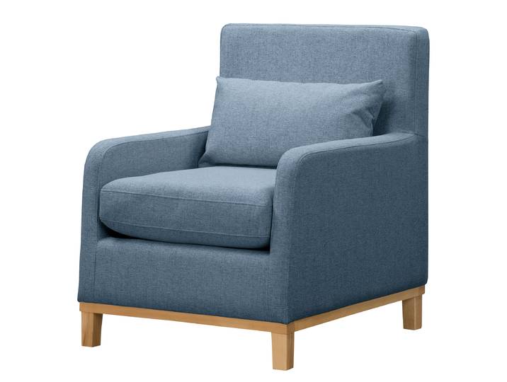 Sessel Blau Flachgewebe Nea Eiche Hell 70 x 84 x 88cm