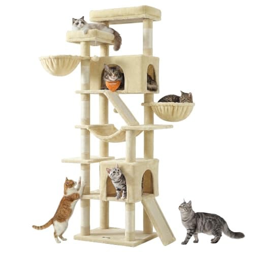 Feandrea Krabpaal XXL Grote Kattenboom met Kattenhuis en Sisal, B/D/H: 55 x 45 x 206 cm