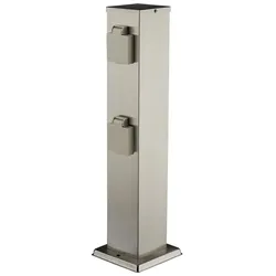 HEITRONIC Energieverteiler BANGKOK, IP44, mit Kindersicherung + Federdeckel, V2A Edelstahl, für Gravur geeignet, 4-fach, 47cm HEI-35461