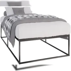 DELUKE Metallbett SUKAR - Metall Schwarz 105.5x205.5x46.5 cm | Bett 200x100 Bettrahmen Metall Doppelbett