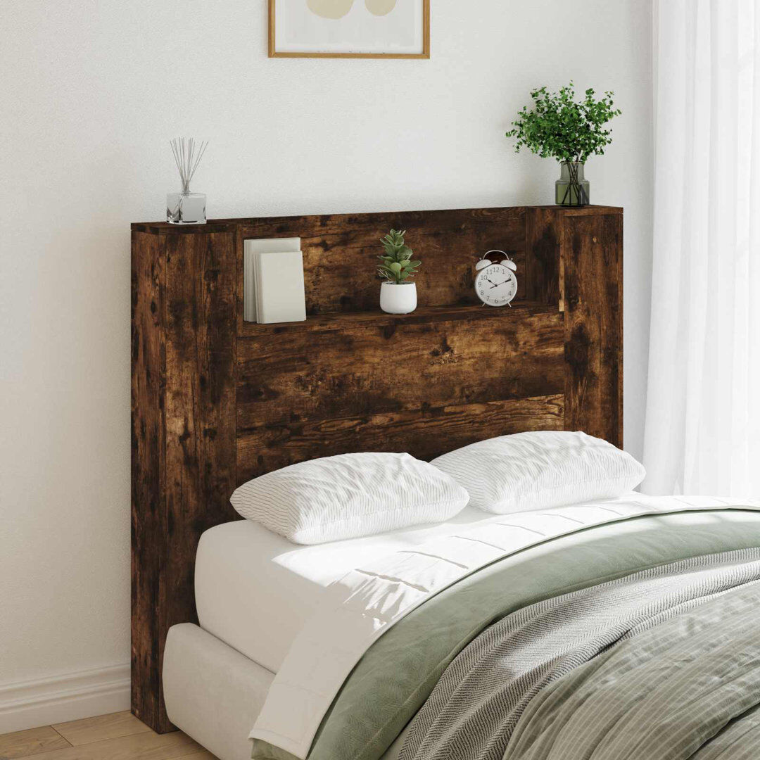 17 Stories Bookcase Headboard Smoked Oak 120 x 200cm
