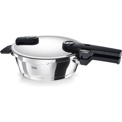 Schnellkochtopf FISSLER "VitaquickElemental Dampfkochtopf Premium Drucktopf", silber, B:29,5cm H:14cm L:39,5cm Ø:22cm, Töpfe, Schnellkochtopf, Schnellbratpfane mit 2 Garstufen und Superthermic Boden