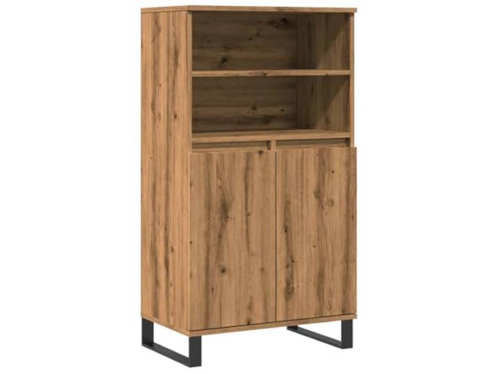 GFMGUEMV Highboard Artisan-Eiche 60x36x110 cm Holzwerkstoff mit 6 Fächern Industrie-Design, Metallfüße, staubgeschützte Türen, robuste Oberplatte, vielseitig einsetzbar